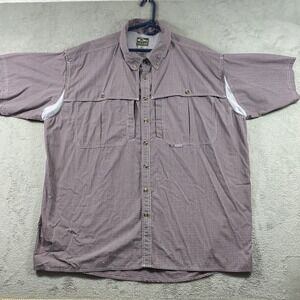 Drake Waterfowl Shirt Men 3XL Plaid Button Down Vented Short Sleeve Pockets